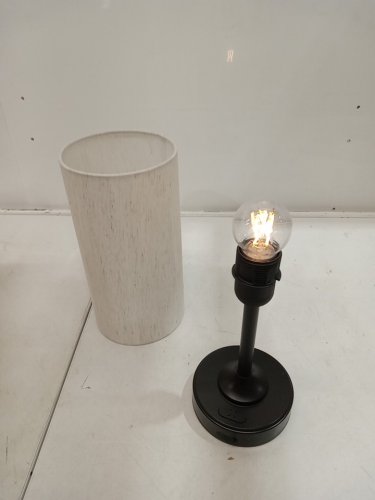 Portable Cordless Fabric Shade Table Lamp with 5000mAh Rechargeable Battery-Operated Light -13" - white/black image 3