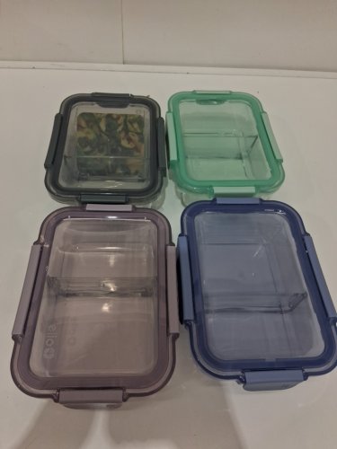 10PC ELLO COLOUR LOCK DIVIDED GLASS MEAL PREP SET - 800ML - MULTICOLOUR (MODEL: 1901809) image 3