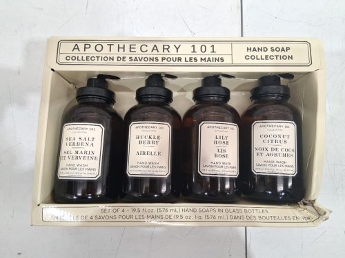 4PC APOTHECARY 101 COLLECTIONS HAND WASH SET - COCONUT CITRUS/HUCKLEBERRY/LILY ROSE/SEA SALT VERBENA - 19.5oz (576ML EACH) (MODEL: 2027209) image 4