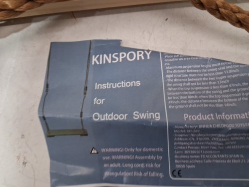 Kids Kinspory Adjustable Wooden Swing Seat - 39" to 63" - Natural Wood (Model: KH-228) image 5