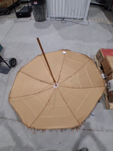 Kadehome Metal Push Button Tilt Beach Umbrella with Foldable Stand - 86.4" x 78" x 78" - natural/beige (Model: MO-NP11623BE) image 5