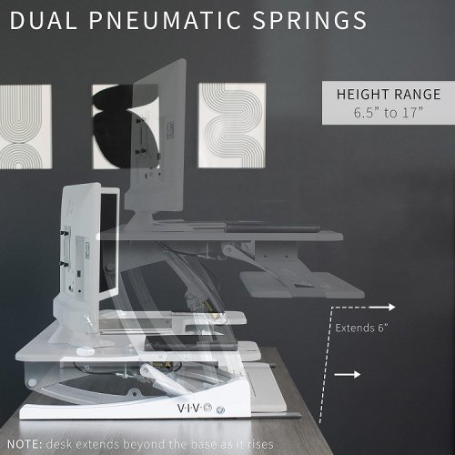 VIVO ADJUSTABLE STANDING DESK CONVERTER RISER - 36"X22"L / 6.5"-17"H - DARK WOOD (MODEL: DESK-V000VD) image 3