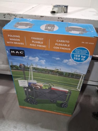 MAC SPORTS FOLDING WAGON WITH BRAKES AND POCKETS - 8.6" X 21.7" X 25" - 350LBS CAP - BLACK (MODEL: 1872234) image 2