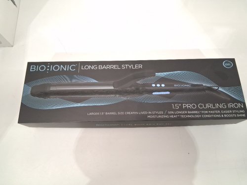 BIO IONIC LONG BARREL PRO CURLING IRON HAIR STYLER - 1.5" - BLACK (MODEL: Z-FGTST-CL-1.5) image 2