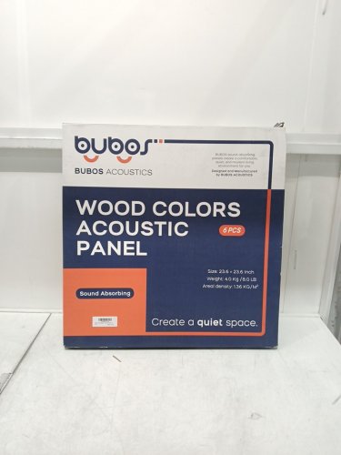 3PK bubos large acoustic wall panels soundproof decorative self-adhesive for studio office home - 23.6" x 23.6" - Wood grain / beige image 2