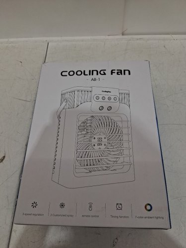 TIOKVIOP 4-in-1 personal portable evaporative air cooling fan with remote, 3 wind speed, 3 cool mist, 2-8 hour timer, and led light - WHITE (model: ab-1) image 2