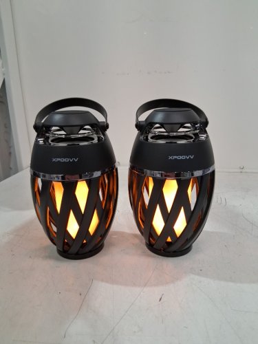 2pk Gabba Goods Tiki Torch Water Resistant Outdoor TWS LED Flame Speaker with Bluetooth 5.0 - 5hrs Playtime - 5FT - black/silver (MODEL: GG-BVTX-BLK) image 3