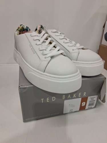 WOMENS TED BAKER maisie leather court shoes - size 9 - white/floral (style: 3756607) image 2