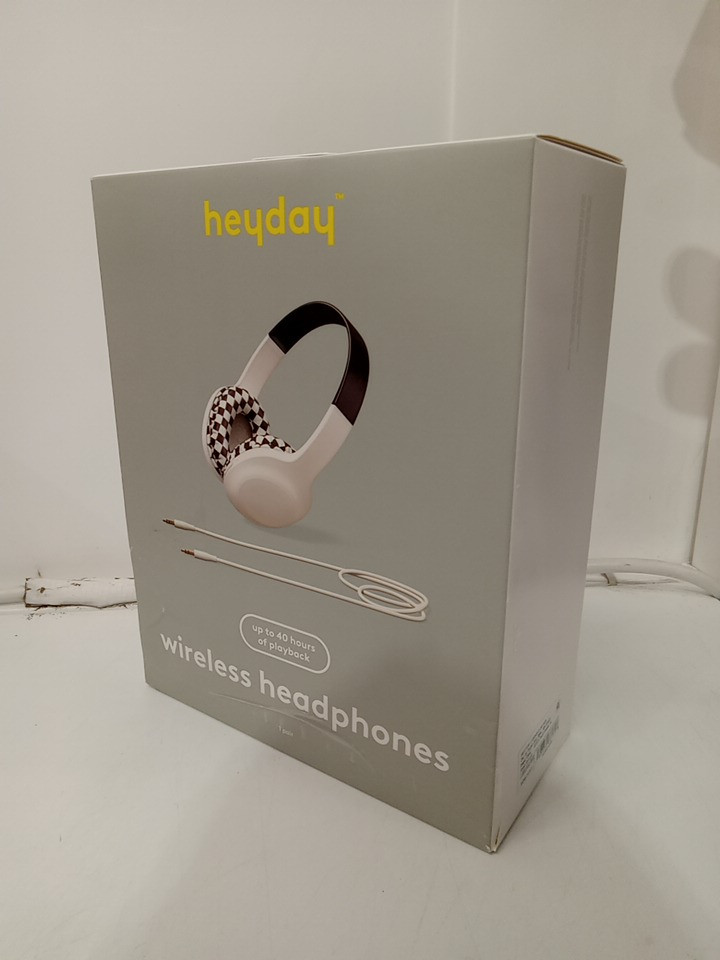 Heyday Bluetooth Wireless Over-Ear Headphones with 3.5mm aux cord - Brown Checkered image 2