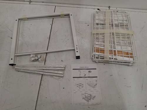 2-TIER STEEL WIRE COUNTERTOP STORAGE RACK WITH WOOD-LOOK FRONT PANELS - 12.5" X 14.5" - WHITE (MODEL: XGBR-TZKSUSRRWB2HW) image 3