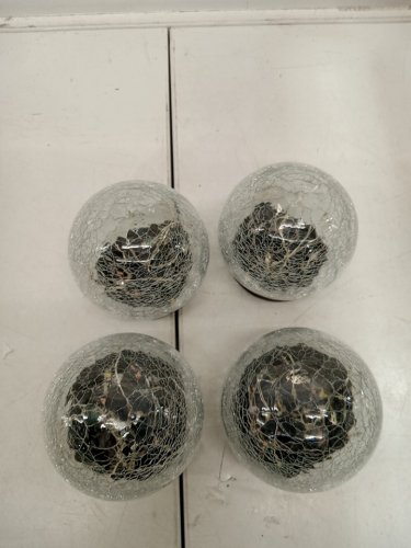4pk JKIMK Solar look Cracked Globe Light - ip65 water proof - 8.2" - clear/black image 3