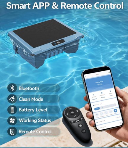 I-CLYNER Solar Powered BLUETOOTH Automatic Robotic Pool Surface Skimmer Cleaner with APP CONTROL AND REMOTE CONTROL - BLUE/BLACK (MODEL: TB1 / T1B12CA) image 3