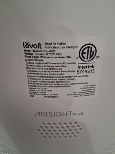 Levoit Smart Air Purifier for Large Rooms with 3-Stage True HEPA Filtration, Auto AirSense Laser Particle Sensor, Wi-Fi & Alexa/Google Voice Control, Whisper-Quiet and Energy-Efficient - White (MODEL: CORE400S) image 6