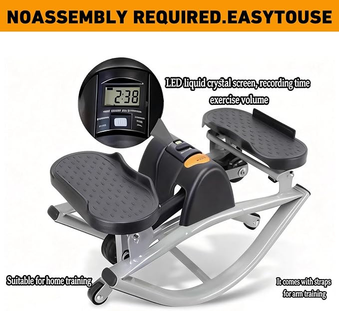 Lateral Rocking Fitness stepper set with placement mat & Resistance Bands - grey/black (Model: PD2F) image 2