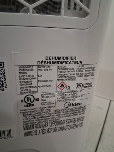 Midea Energy Star Certified EasyDry Dehumidifier - 50 Pints/Day, 4500SQ.FT - White (Model: MAD50P1AWS) image 8