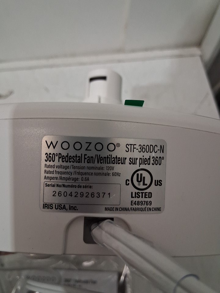 Woozoo 360° Pedestal 12-SPEED Air Circulator - ADJUSTABLE HEIGHT 21" - 40" - WHITE (Model: STF-360DC/1747373) image 4