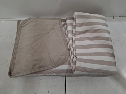 Below Zero reversible Cooling Throw Blanket - 60" x 70" - LIGHT BROWN BEIGE stripes/solid (model: 1991350) image 2