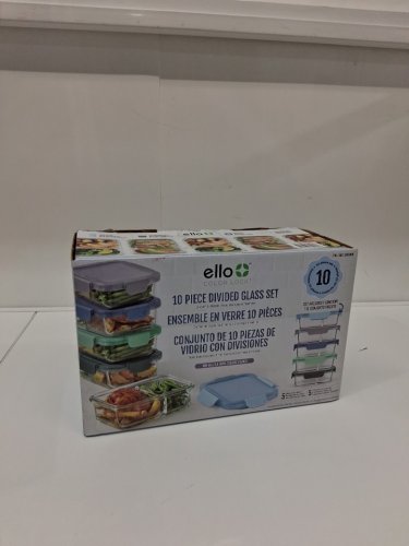10PC ELLO COLOUR LOCK DIVIDED GLASS MEAL PREP SET - 800ML - MULTICOLOUR (MODEL: 1901809) image 2