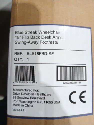 Drive Medical Single Axle Blue Streak Wheelchair, flip Back Desk Arm, swing Away Footrests - 18" - Blue (BLS18FBD-SF) image 8