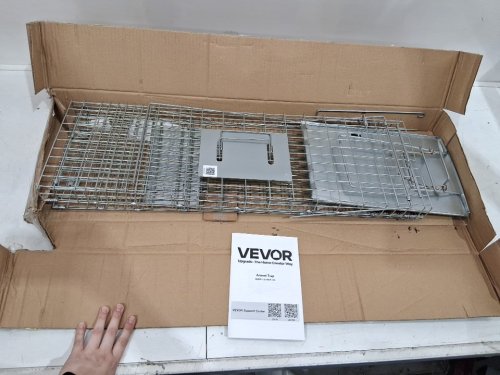 HUMANE ANIMAL TRAP - GALVANIZED IRON  - 30" x 10" x 12" - silver (model: LB-28A) image 3