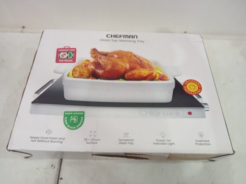 Chefman Compact Glasstop Warming Tray with Adjustable Temperature Control - 15"x12"  - black (model: rj22-mbtc-ca) image 2
