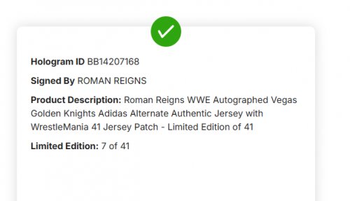 *SIGNED* mens nhl WrestleMania WWE las Vegas 41 Roman reigns Vegas golden knights jersey - size 56 - fanatics COA - 7 of 41 image 2
