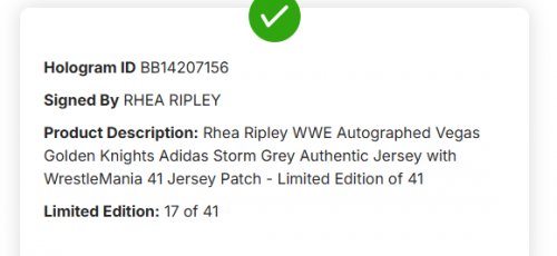 MENS NHL WRESTLEMANIA LAS VEGAS 41 **SIGNED** RHEA RIPLEY VEGAS GOLDEN KNIGHTS JERSEY - SIZE 54 - FANATICS COA - 17/41 image 2