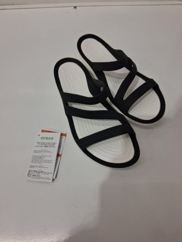 WOMENS Crocs Getaway Strappy SANDAL - SIZE 9 - white/BLACK (STYLE: 1075488) image 2