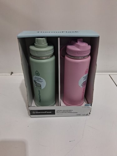 2PC THERMOFLASK INSULATED BOTTLES - 24 OZ / 710 ML EACH - PINK/GREEN (MODEL: 2730866) image 2