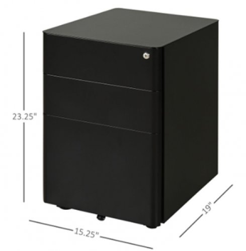 devaise slim 3-drawer rounded corner file cabinet - Black (MODEL: AHDG021) image 2