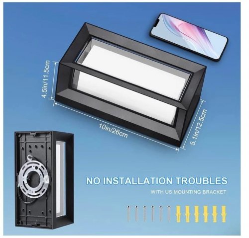 4PK LEDMO Outdoor Aluminum Frame Waterproof Wall Sconce LIGHT - 6000k to 6500k - 10" - (MODEL: 1289D) image 2