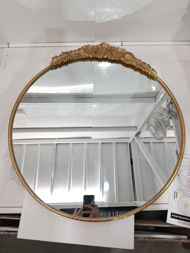 Growsun Antique Ornate Round Mirror - GOLD - 28" ( MODEL NO. DKRMS-G-28) image 5