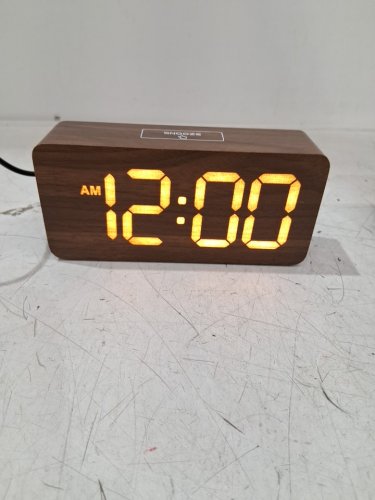 uscce Dimmable Dual Alarm Wooden Digital Alarm Clock with large numbers - bamboo/white digits image 4