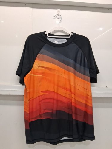 MENS Athletic Short Sleeve Sports T-SHIRT - MEDIUM - ORange/black image 2