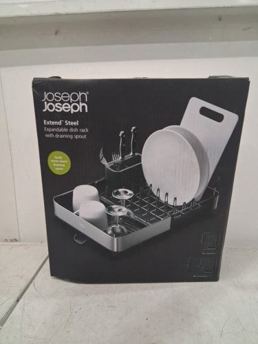JOSEPH JOSEPH STAINLESS STEEL EXTENDABLE DISH DRYING RACK WITH MOVABLE CUTLERY DAINER - GREY (MODEL: 85153) image 2