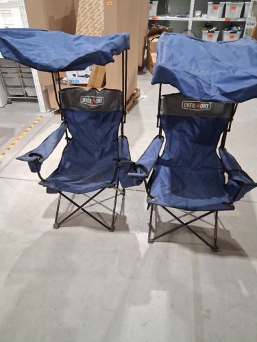 2PK OVERMONT FOLDING CAMPING CHAIR WITH COOLER POCKET AND CANOPY/SUN SHADE - 330 LBS MAX - BLUE/GREY image 8