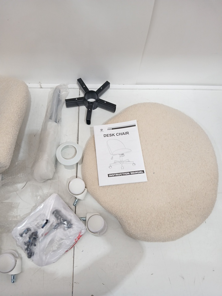 Morkprism Adjustable Armless Vanity Desk Chair - 27.5" x 21.9" - max 250LBS - beige (Model: CA-MP-C0001-TY-WHT) image 6