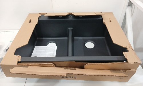 Blanco LIVEN Double Bowl Drop-In Low Divide Sink - 33" x 22" x 10" - Black image 3