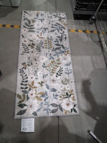WASH LUXE MACHINE WASHABLE RUNNER RUG WITH FLORAL PATTERN - 27" X 60" - BEIGE/BLUE (MODEL: TNC-33236) image 2
