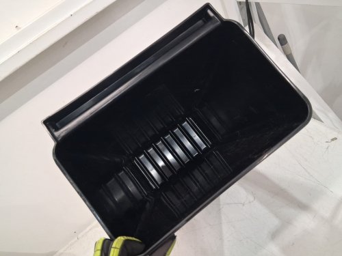 restaurantware clean by rw attachable slim trash bin - 22" x 12" - black image 3