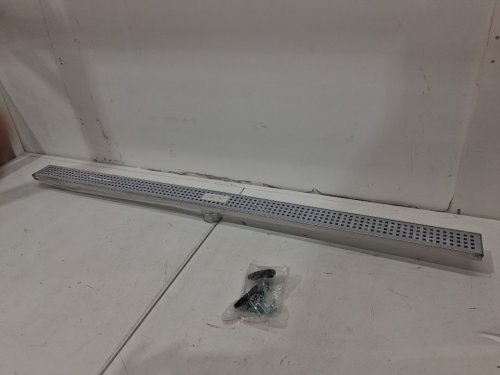 sanitemodar linear shower floor drain with hair strainer - 48" - silver image 3