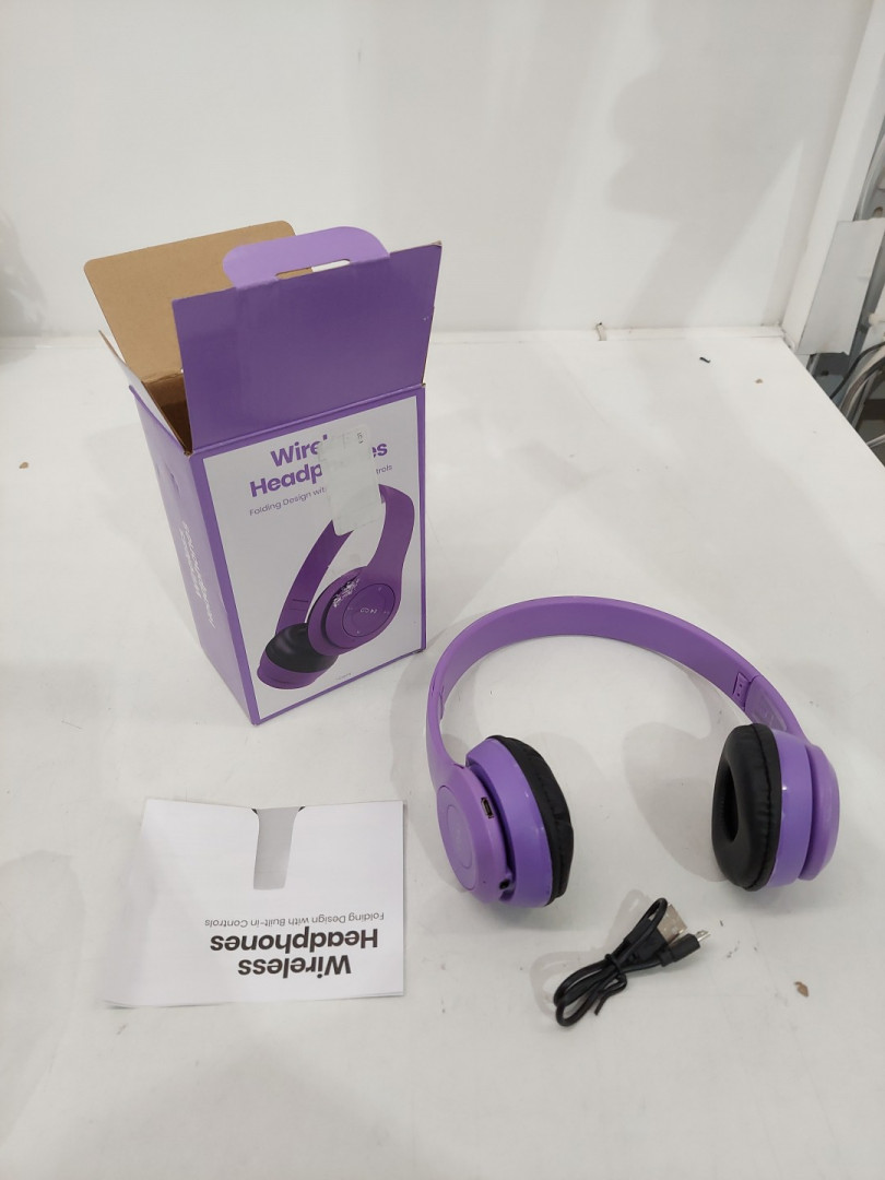 UNISEX gems wireless bluetooth headphones with folding design - purple image 4