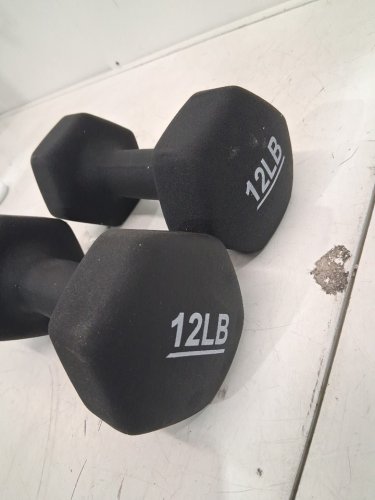 2PK Neoprene Dumbbell Weights For At Home - 12LBS - Black image 3