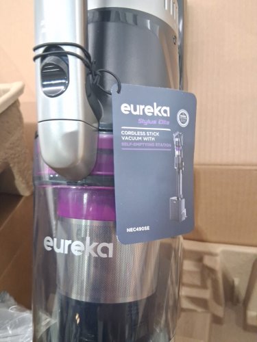 Eureka Cordless Rechargeable 3-IN-1 Stick Vacuum Cleaner WITH CLEANING STATION & ANTI-TANGLE NOZZLE FOR ALL FLOORS - GREY/PURPLE (MODEL: NEC490SE) image 9