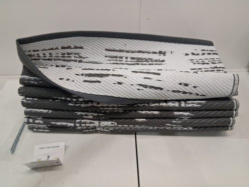 reversible outdoor rv rug with carrying case - 9FTx12FT - grey/white image 2