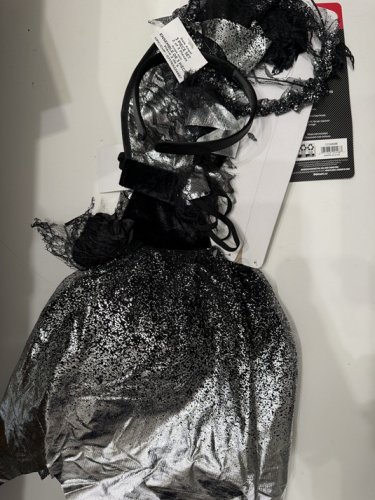 3PC DARK SPARKLE ANGEL COSTUME - SMALL 4-6 - BLACK SILVER image 3