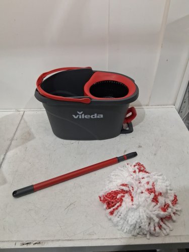 Vileda EasyWring Spin Mop Bucket Floor Cleaning System with Power Mop Head & extendable handle - red/grey (model: 172880/10683010609981/183310/183418) image 3