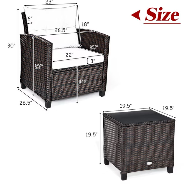 COSTWAY outdoor patio rattan chairs and coffee table - black (model:hw74911dk) image 2