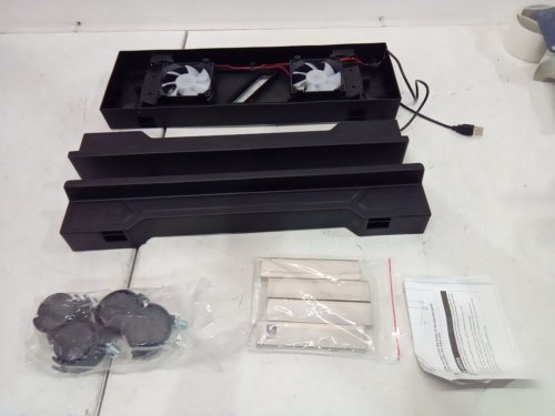 Hovadova Computer Tower Stand with Dual Cooling Fans and wheels - black image 3