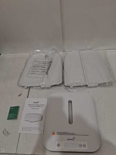 grownsy multifunctional baby weight scale with 27" measurement & lcd screen - 330lbs capacity - 27" x 15" x 10" - white (model: b12h) image 3